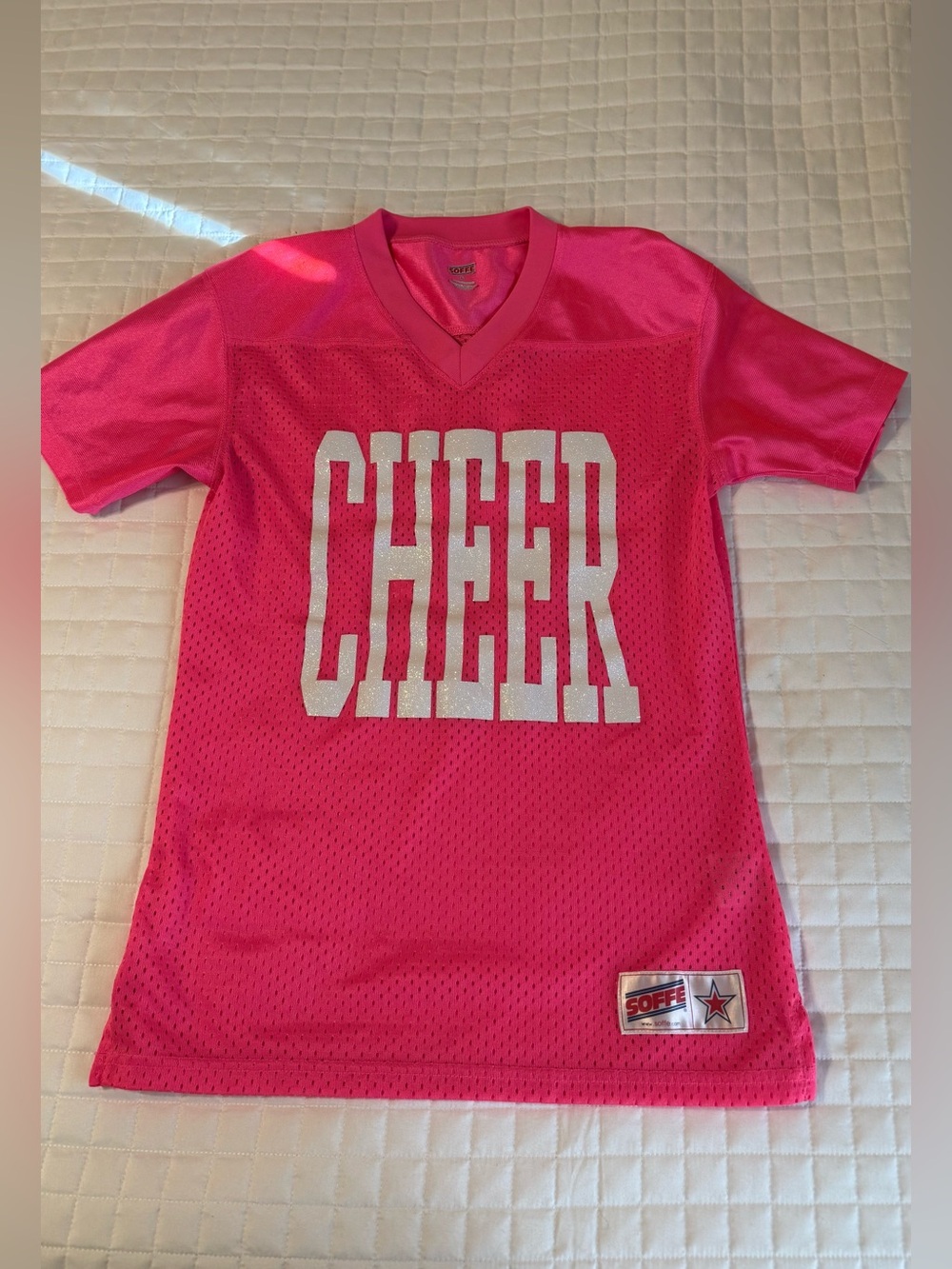Soffe Kids Pink 'CHEER' Mesh Jersey Top